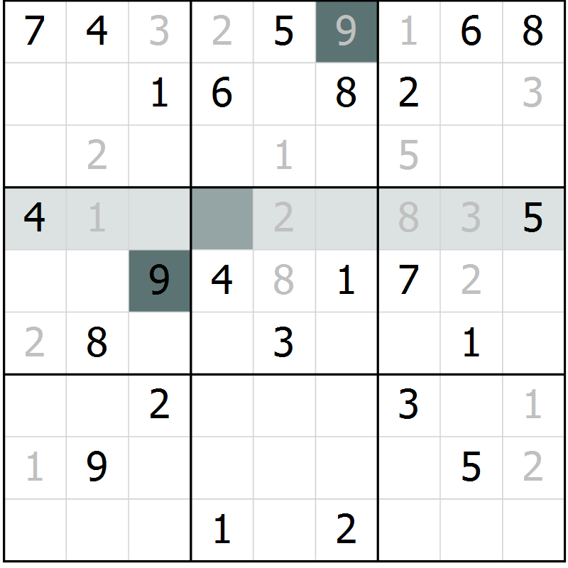 Position des candidats pour la solution de la Gr 68 page 70 du magazine de sudoku SUDOKU SUCCESS n° 022
