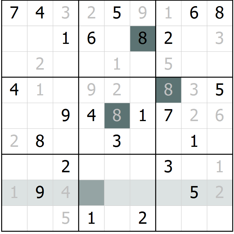 Position des candidats pour la solution de la Gr 68 page 70 du magazine de sudoku SUDOKU SUCCESS n° 022