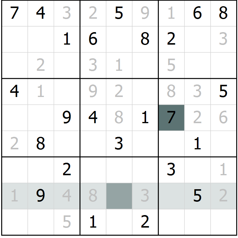 Position des candidats pour la solution de la Gr 68 page 70 du magazine de sudoku SUDOKU SUCCESS n° 022