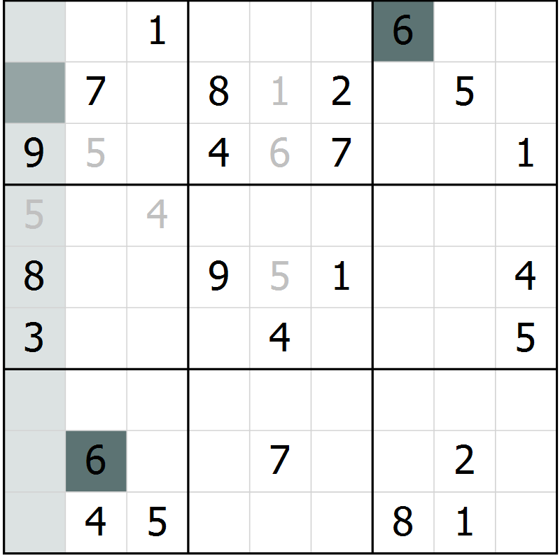 Position des candidats pour la solution de la Gr 7 page 9 du magazine de sudoku SUDOKU SUCCESS n° 022