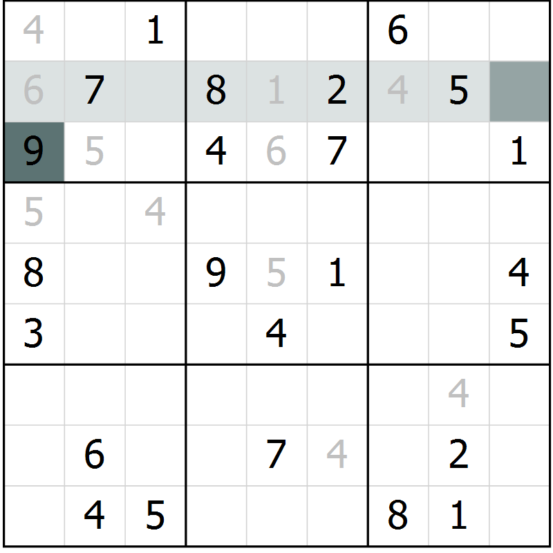 Position des candidats pour la solution de la Gr 7 page 9 du magazine de sudoku SUDOKU SUCCESS n° 022