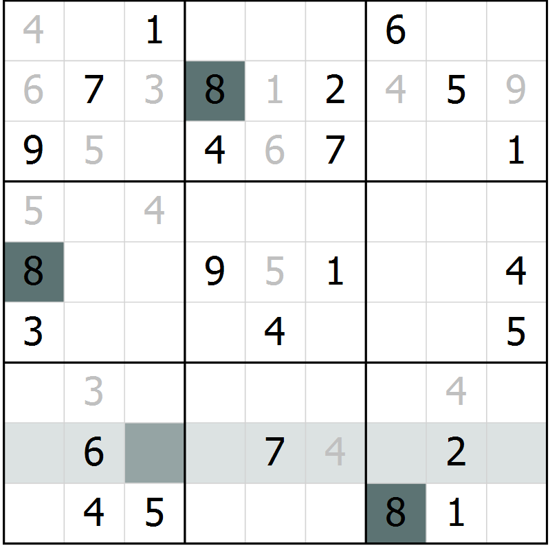 Position des candidats pour la solution de la Gr 7 page 9 du magazine de sudoku SUDOKU SUCCESS n° 022