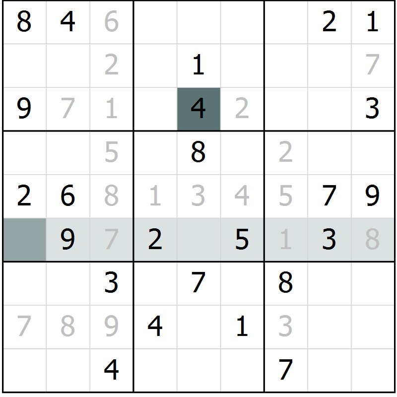 Position des candidats pour la solution de la Gr 70 page 72 du magazine de sudoku SUDOKU SUCCESS n° 022