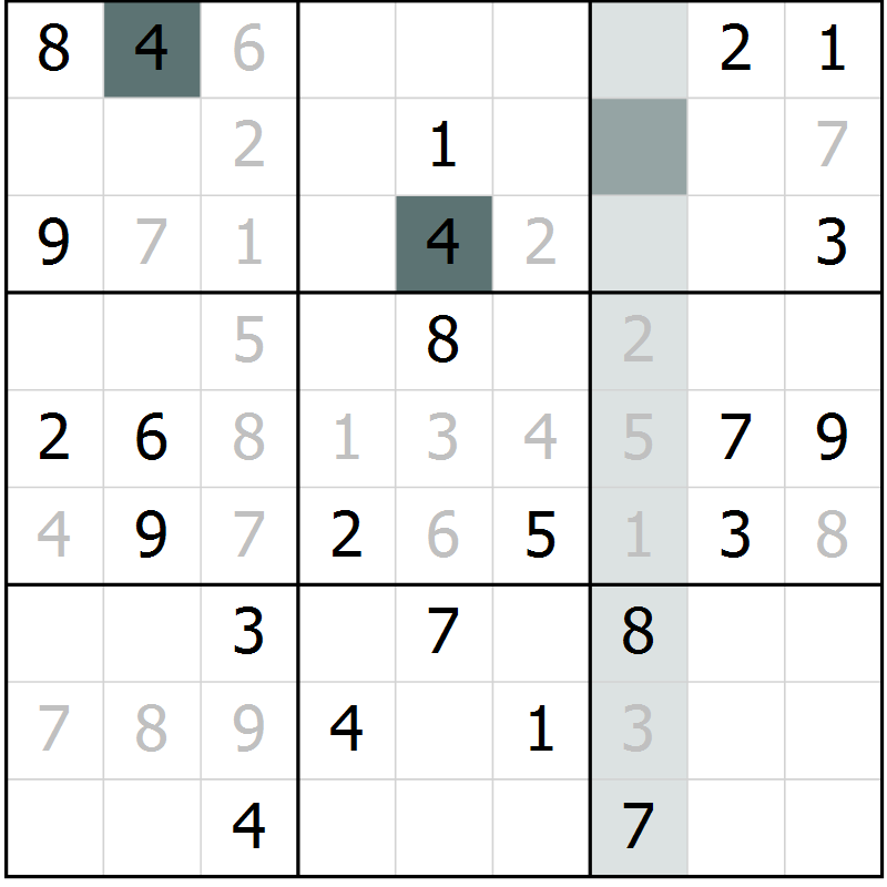 Position des candidats pour la solution de la Gr 70 page 72 du magazine de sudoku SUDOKU SUCCESS n° 022