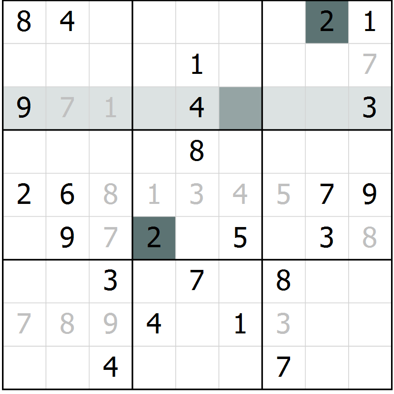 Position des candidats pour la solution de la Gr 70 page 72 du magazine de sudoku SUDOKU SUCCESS n° 022