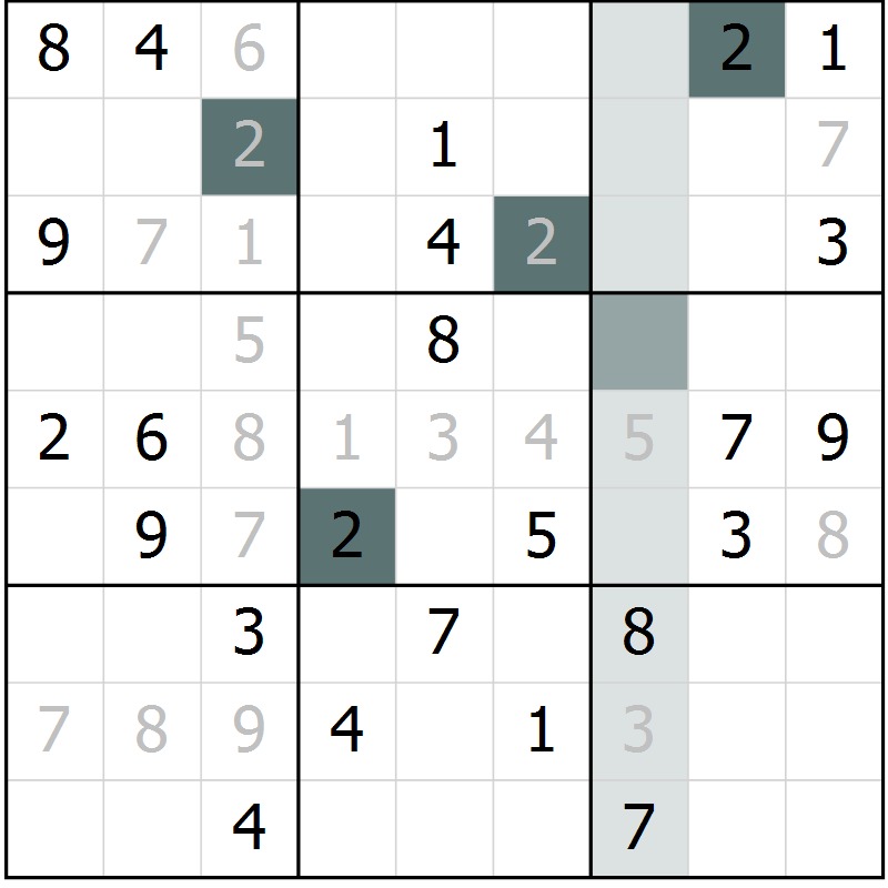 Position des candidats pour la solution de la Gr 70 page 72 du magazine de sudoku SUDOKU SUCCESS n° 022
