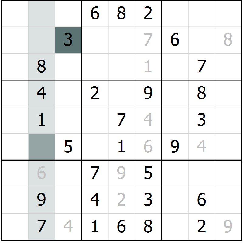 Position des candidats pour la solution de la Gr 71 page 73 du magazine de sudoku SUDOKU SUCCESS n° 022