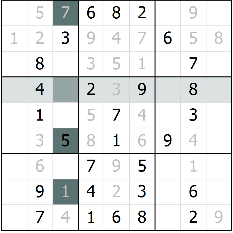 Position des candidats pour la solution de la Gr 71 page 73 du magazine de sudoku SUDOKU SUCCESS n° 022