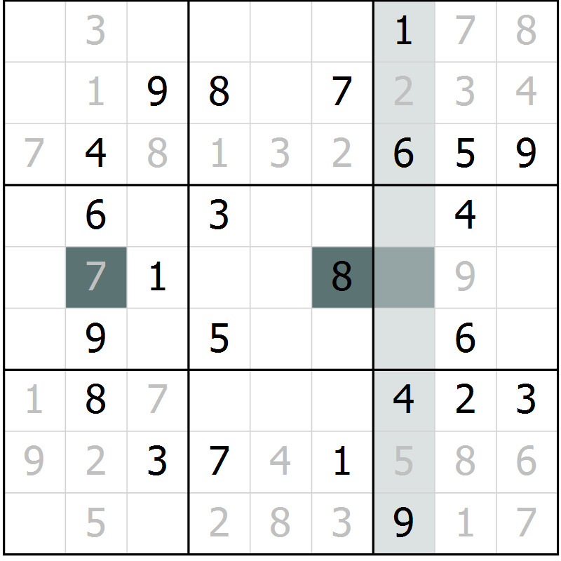 Position des candidats pour la solution de la Gr 72 page 74 du magazine de sudoku SUDOKU SUCCESS n° 022
