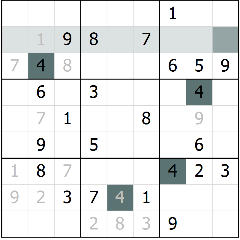 Position des candidats pour la solution de la Gr 72 page 74 du magazine de sudoku SUDOKU SUCCESS n° 022