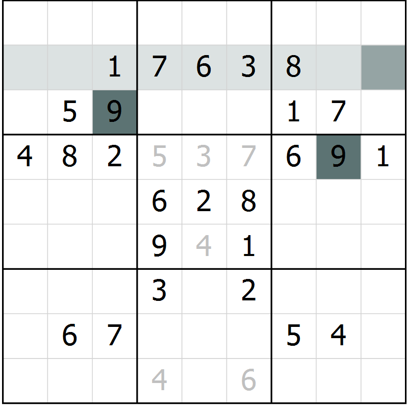 Position des candidats pour la solution de la Gr 73 page 75 du magazine de sudoku SUDOKU SUCCESS n° 022