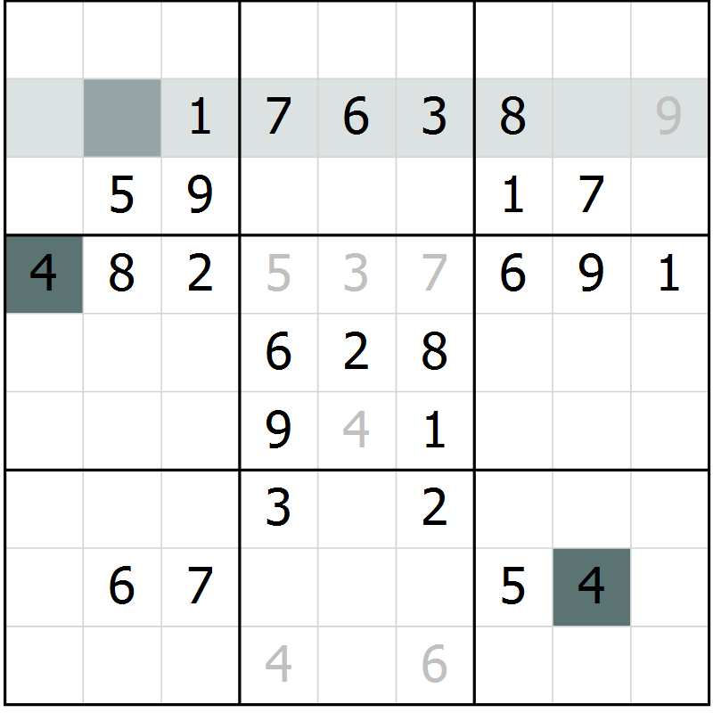 Position des candidats pour la solution de la Gr 73 page 75 du magazine de sudoku SUDOKU SUCCESS n° 022