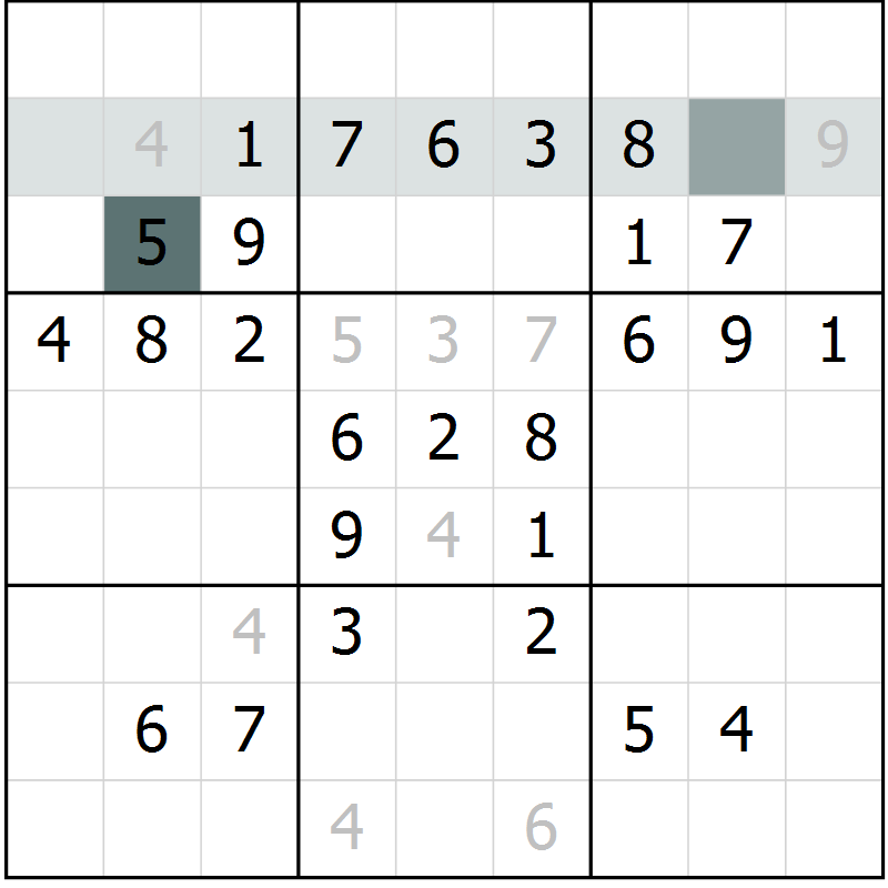 Position des candidats pour la solution de la Gr 73 page 75 du magazine de sudoku SUDOKU SUCCESS n° 022