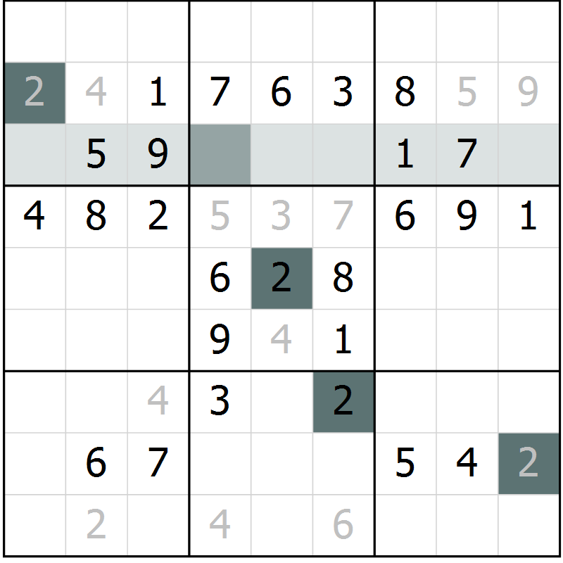 Position des candidats pour la solution de la Gr 73 page 75 du magazine de sudoku SUDOKU SUCCESS n° 022