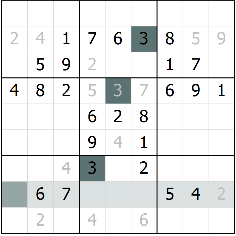 Position des candidats pour la solution de la Gr 73 page 75 du magazine de sudoku SUDOKU SUCCESS n° 022