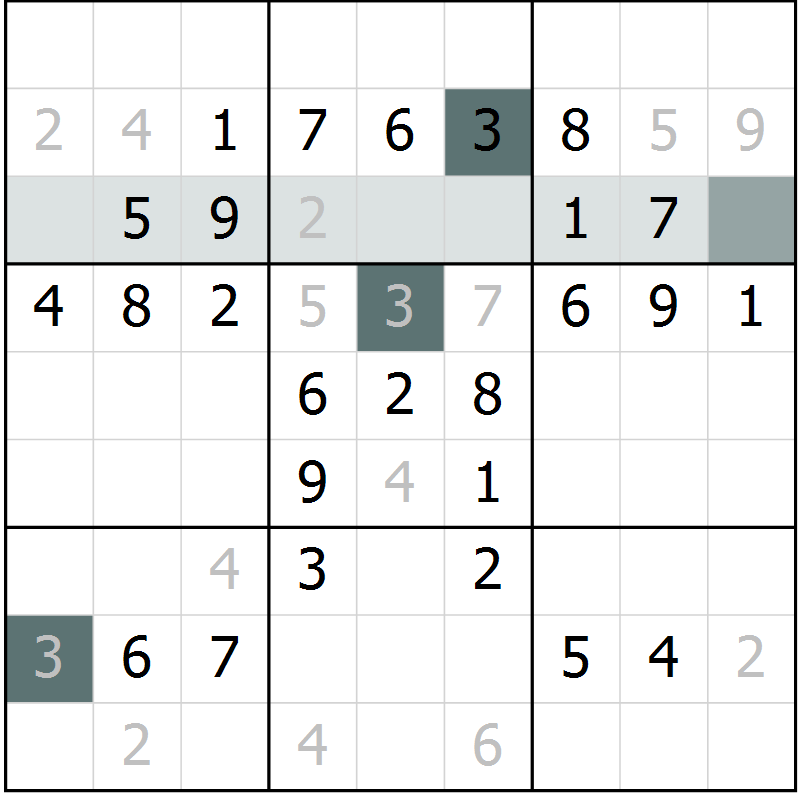 Position des candidats pour la solution de la Gr 73 page 75 du magazine de sudoku SUDOKU SUCCESS n° 022