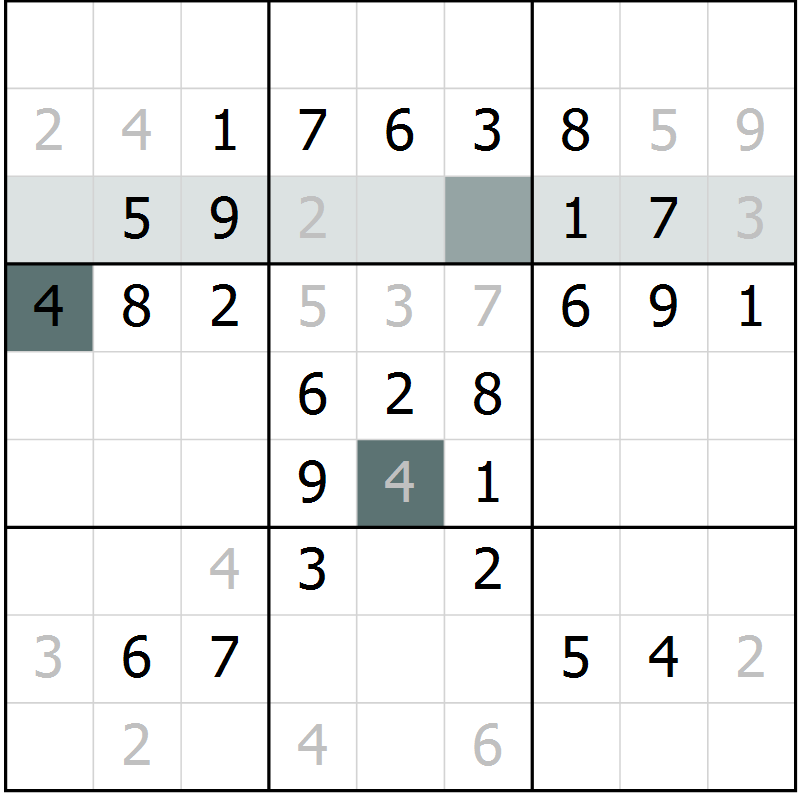 Position des candidats pour la solution de la Gr 73 page 75 du magazine de sudoku SUDOKU SUCCESS n° 022