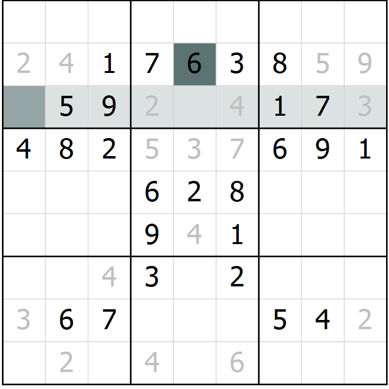 Position des candidats pour la solution de la Gr 73 page 75 du magazine de sudoku SUDOKU SUCCESS n° 022