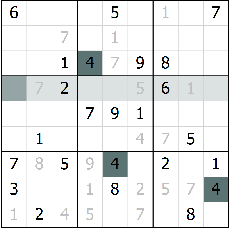 Position des candidats pour la solution de la Gr 8 page 10 du magazine de sudoku SUDOKU SUCCESS n° 022