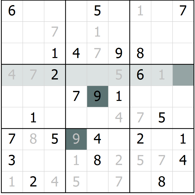 Position des candidats pour la solution de la Gr 8 page 10 du magazine de sudoku SUDOKU SUCCESS n° 022