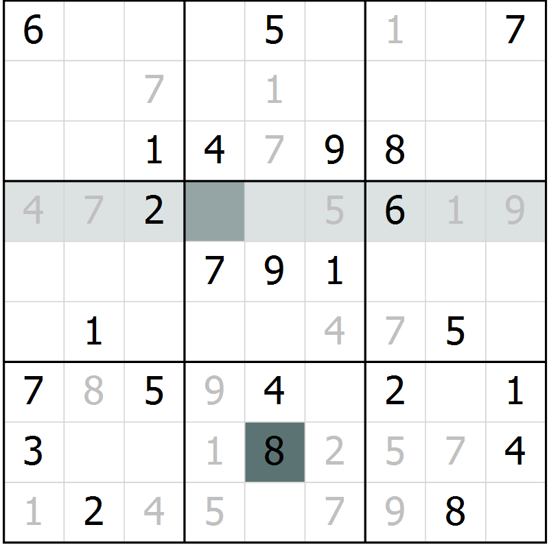 Position des candidats pour la solution de la Gr 8 page 10 du magazine de sudoku SUDOKU SUCCESS n° 022