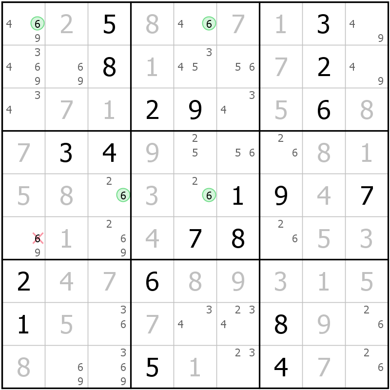 Position des candidats pour la solution de la grille page 24 du magazine de sudoku grandmaitre n° 5