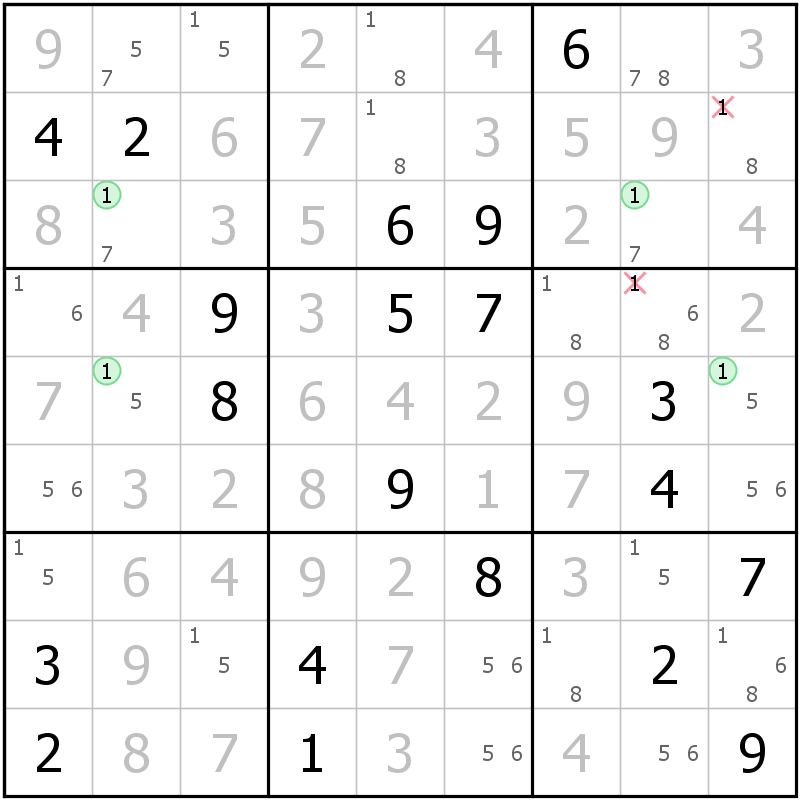 Position des candidats pour la solution de la grille page 27 du magazine de sudoku grandmaitre n° 5