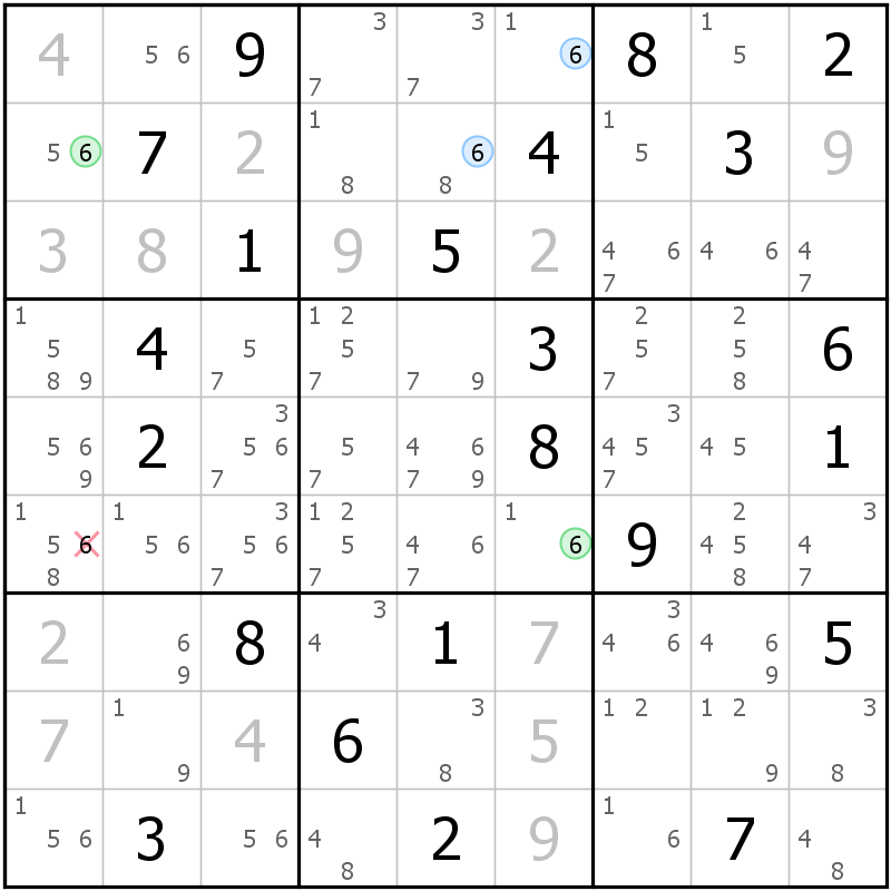 Position des candidats pour la solution de la grille page 32 du magazine de sudoku grandmaitre n° 5