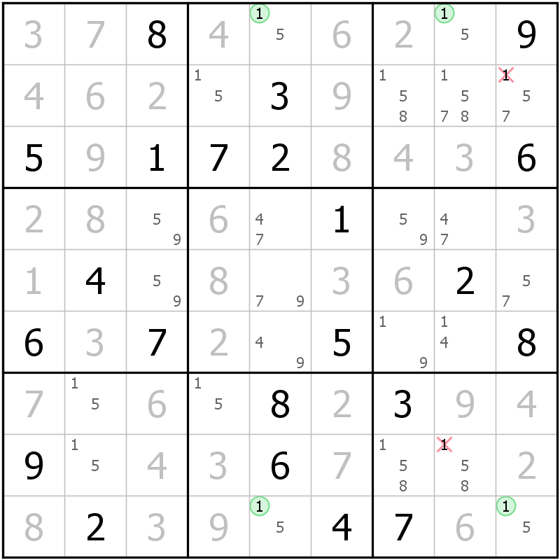 Position des candidats pour la solution de la grille page 41 du magazine de sudoku grandmaitre n° 5