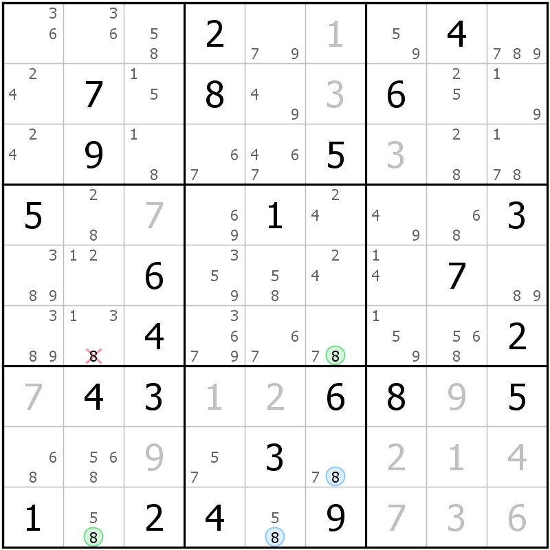 Position des candidats pour la solution de la grille page 64 du magazine de sudoku grandmaitre n° 5
