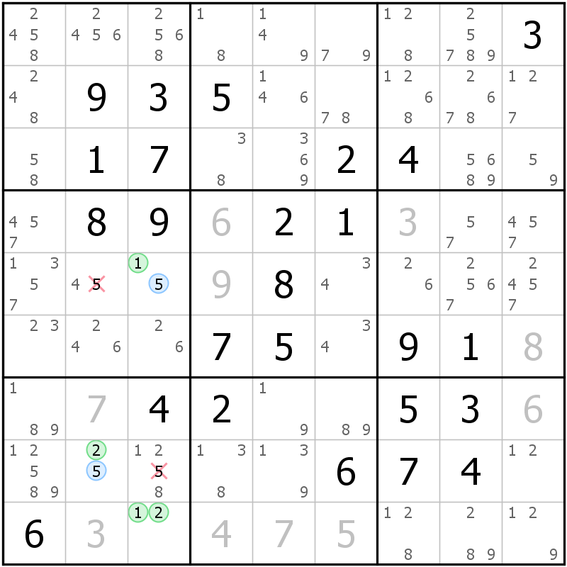 Position des candidats pour la solution de la grille page 68 du magazine de sudoku grandmaitre n° 5