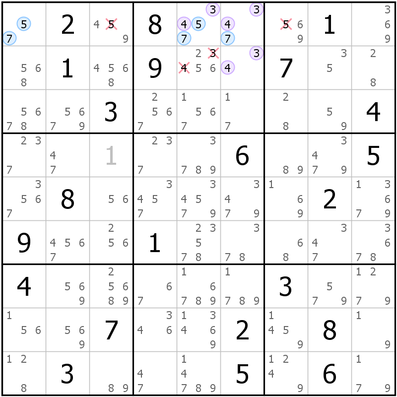 Position des candidats pour la solution de la grille page 20 du magazine de sudoku grandmaitre n° 6