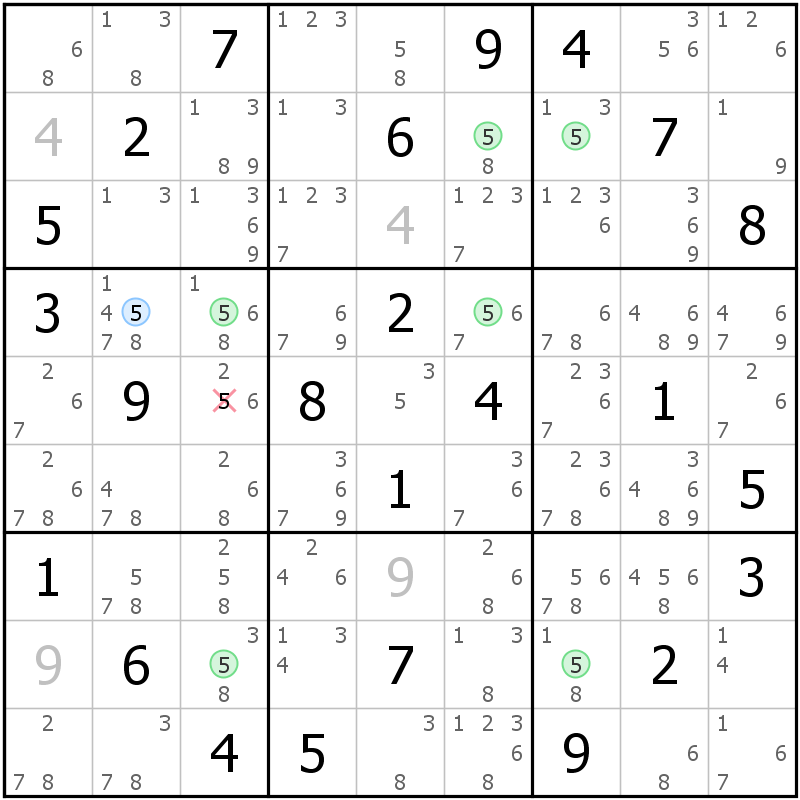 Position des candidats pour la solution de la grille page 24 du magazine de sudoku grandmaitre n° 6