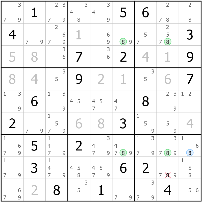 Position des candidats pour la solution de la grille page 30 du magazine de sudoku grandmaitre n° 6