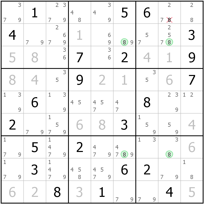 Position des candidats pour la solution de la grille page 30 du magazine de sudoku grandmaitre n° 6