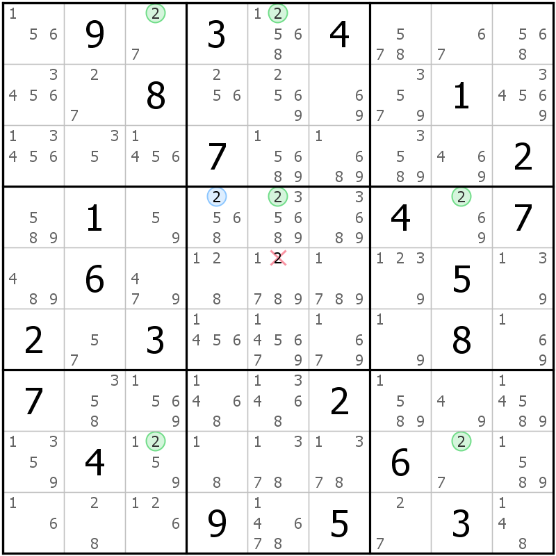 Position des candidats pour la solution de la grille page 50 du magazine de sudoku grandmaitre n° 6