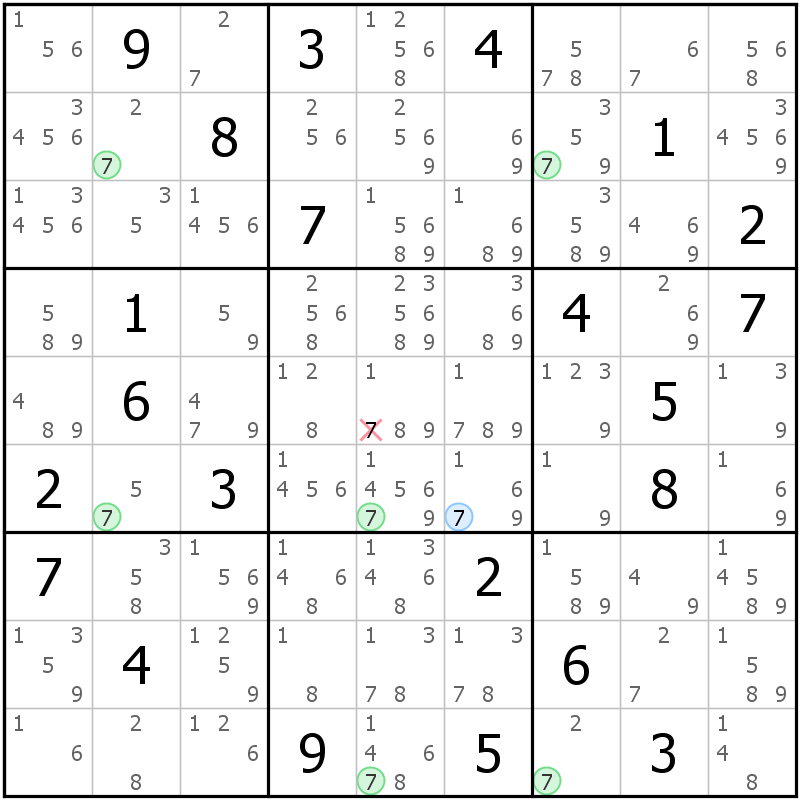 Position des candidats pour la solution de la grille page 50 du magazine de sudoku grandmaitre n° 6