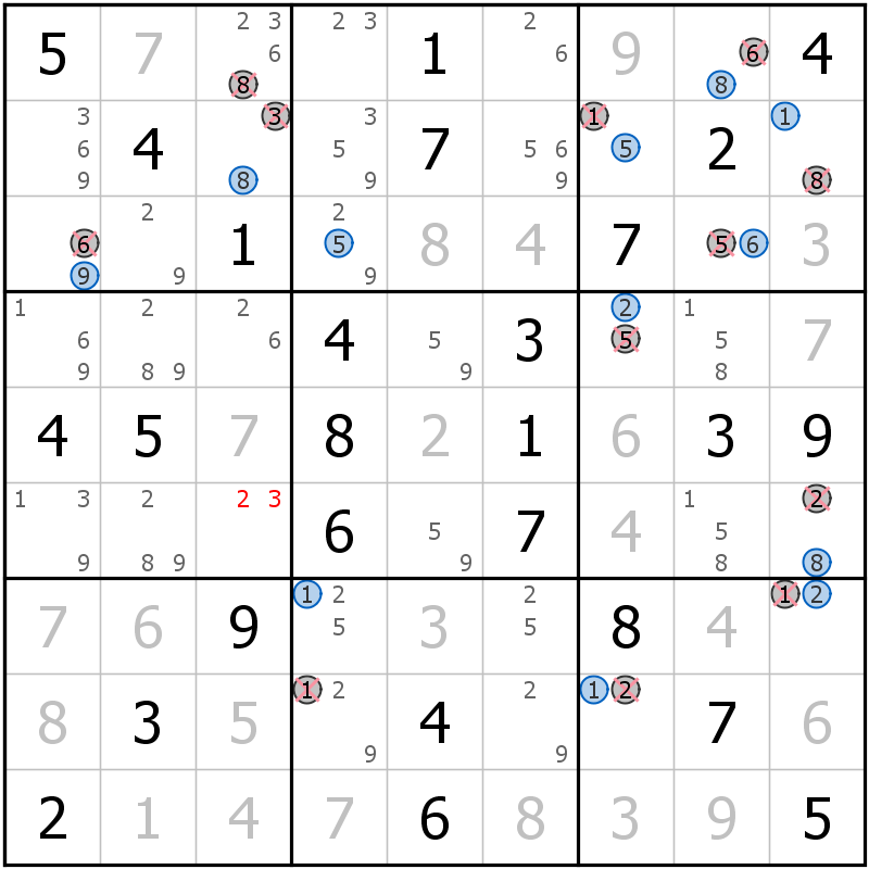 Position des candidats pour la solution de la grille page 12 du magazine de sudoku grandmaitre n° 13