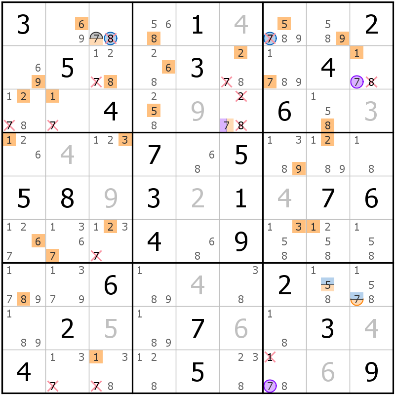 Position des candidats pour la solution de la grille page 50 du magazine de sudoku grandmaitre n° 13