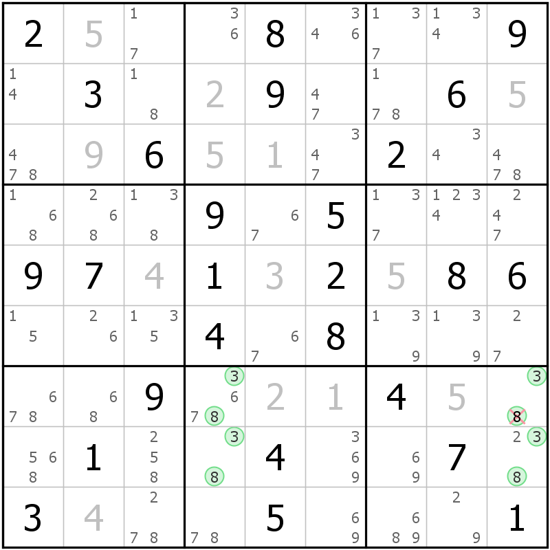 Position des candidats pour la solution de la grille page 68 du magazine de sudoku grandmaitre n° 13