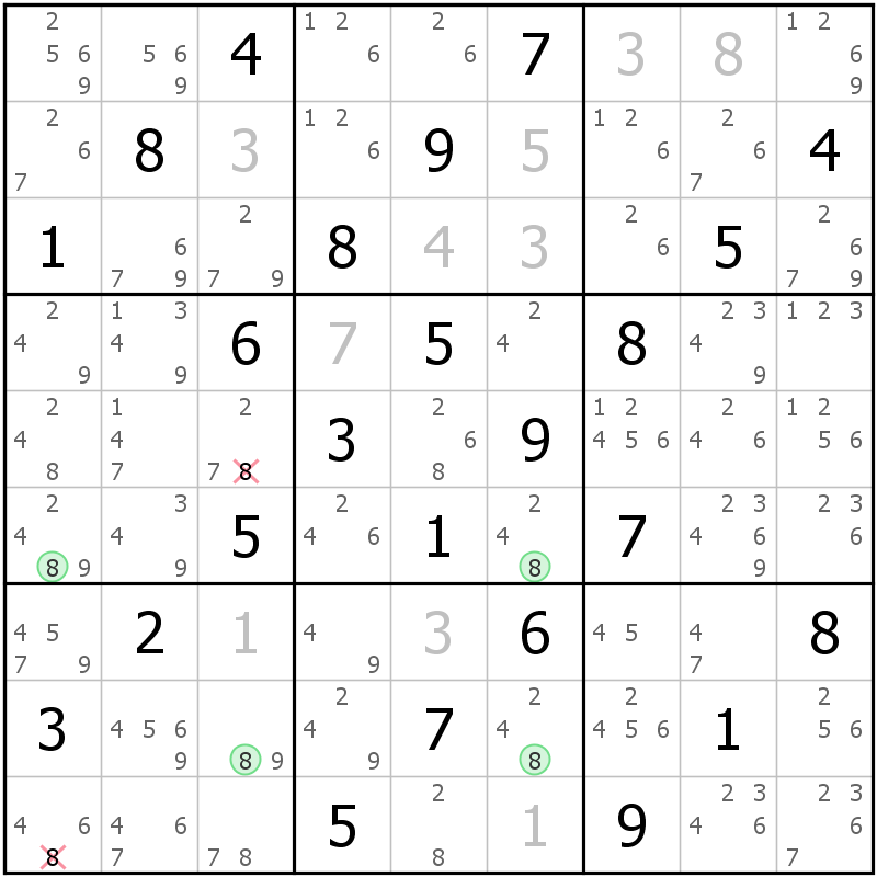Position des candidats pour la solution de la grille page 51 du magazine de sudoku grandmaitre n° 14