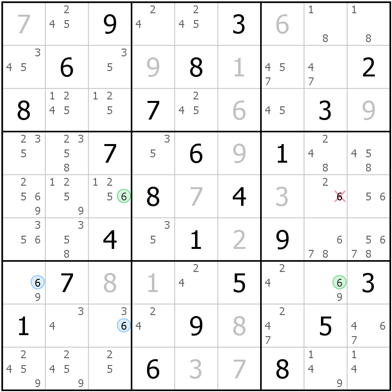 Position des candidats pour la solution de la grille page 56 du magazine de sudoku grandmaitre n° 14