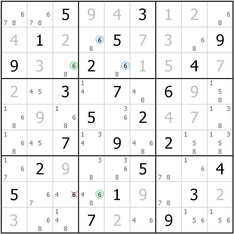 Position des candidats pour la solution de la grille page 68 du magazine de sudoku grandmaitre n° 14