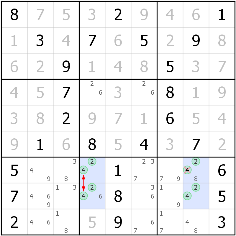 Position des candidats pour la solution de la grille page 31 du magazine de sudoku grandmaitre n° 15