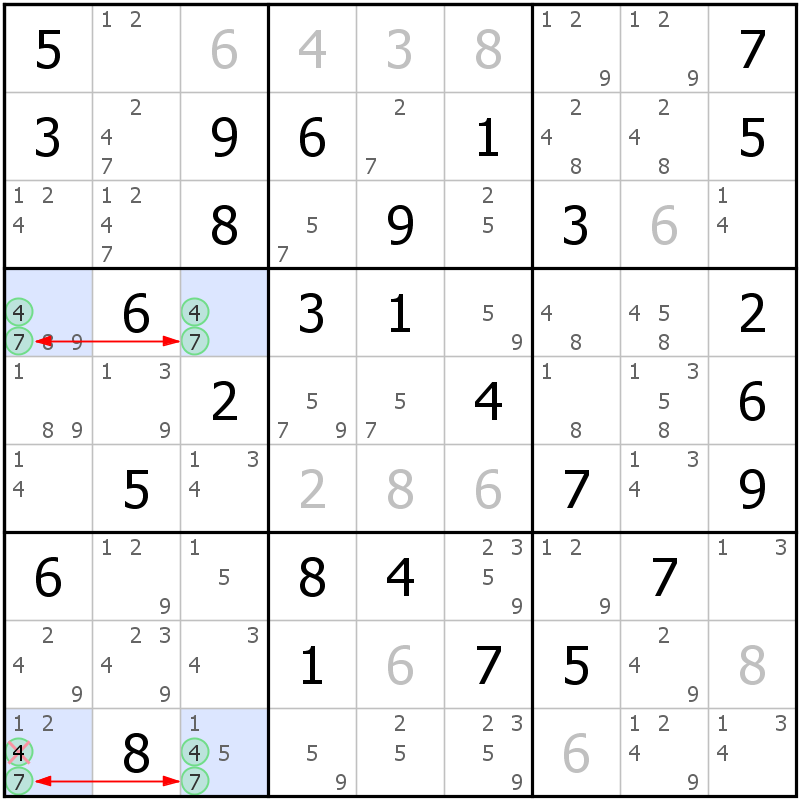 Position des candidats pour la solution de la grille page 25 du magazine de sudoku grandmaitre n° 17
