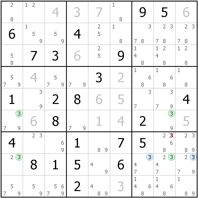 Position des candidats pour la solution de la grille page 30 du magazine de sudoku grandmaitre n° 17