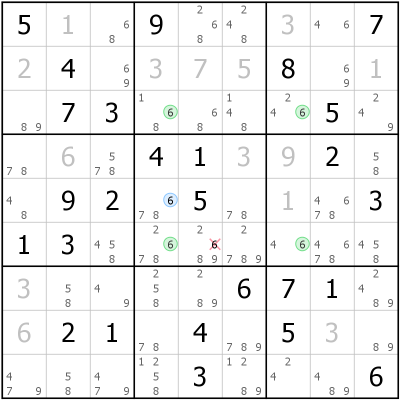 Position des candidats pour la solution de la grille page 31 du magazine de sudoku grandmaitre n° 17