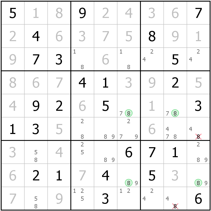 Position des candidats pour la solution de la grille page 31 du magazine de sudoku grandmaitre n° 17