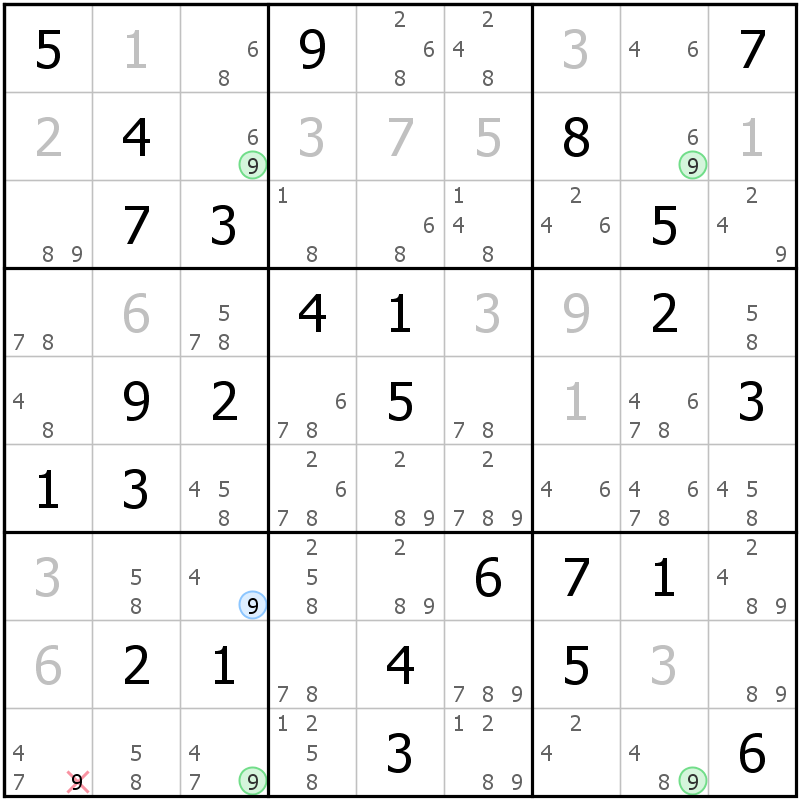Position des candidats pour la solution de la grille page 31 du magazine de sudoku grandmaitre n° 17