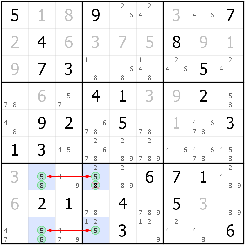 Position des candidats pour la solution de la grille page 31 du magazine de sudoku grandmaitre n° 17